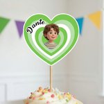 Personligt tecknad ansiktsfoto med flera lager Gradient Heart Cupcake Topper med namn Tårtdekor Födelsedagsfest Planering Present för familj Vänner