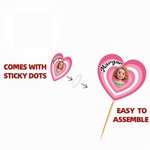 Personligt tecknad ansiktsfoto med flera lager Gradient Heart Cupcake Topper med namn Tårtdekor Födelsedagsfest Planering Present för familj Vänner