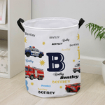 Personalizzato Cartoon auto della polizia camion dei pompieri ambulanza Oxford Lavanderia cestino con nome giocattolo stoccaggio uso quotidiano regalo di compleanno per ragazzi ragazze