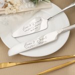 Personalisiertes Tortenbesteck Set zur Hochzeit mit Wunschgravur | Tortenheber und Tortenmesser | Hochzeit Jahrestag Geschenk für Braut und Bräutigam