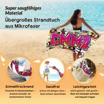 Personalisiertes Strandtuch im Doodle-Stil | mit Namen | schnelltrocknend und übergroß | Sommer Geburtstag Geschenk für Kinder Familie und Freund