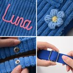 Sac à dos en velours côtelé personnalisé avec une fleur, une sucette et un nom de fraise Cadeau d'anniversaire pour les enfants, les filles et les garçons.