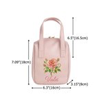 Personalized Birth Flower Portable PU Leather Makeup Bag with Name and Handle Mother's Day Birthday Gift for Women