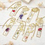 Personalized Dried Birth Flower Bookmark with Initial Charm Birthday Gift for Book Lovers Readers