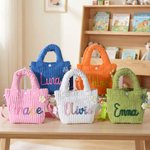 Sac à dos en velours côtelé personnalisé avec une fleur, une sucette et un nom de fraise Cadeau d'anniversaire pour les enfants, les filles et les garçons.