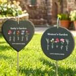 Personalised 1-6 Birth Flower Garden Stone with Name and Title Garden Decoration Mother's Day Birthday Gift for Mom Grandma