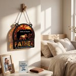 Personalize Bear Father and Kid Acrylic Suncatcher with Names and Text Window Hanging Home Decor Father's Day Gift for Father