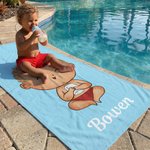 Personalized Cartoon Character Quick Dry Soft Oversized Beach Towel with Name Summer Vacation Beach Party Birthday Gift for Family Friends