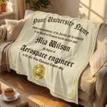 Personalised Graduation Certificate Design Throw Blanket with Name and School Name Graduation Gift for High School College Graduates