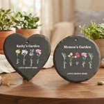 Personalised 1-6 Birth Flower Garden Stone with Name and Title Garden Decoration Mother's Day Birthday Gift for Mom Grandma