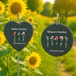 Personalised 1-6 Birth Flower Garden Stone with Name and Title Garden Decoration Mother's Day Birthday Gift for Mom Grandma