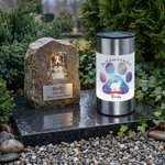 Lámpara solar de jardín personalizada con nombre y texto Silueta de perro con huella de pata Regalo de condolencia para dueño de perro Amante de mascotas