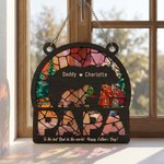 Personalize Bear Father and Kid Acrylic Suncatcher with Names and Text Window Hanging Home Decor Father's Day Gift for Father