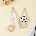 Personalized Soccer Tennis Volleyball Cheerleading Sports PU Leather Keychain with Name Bag Tag Hair Tie Organizer Birthday Team Gift for Teammates
