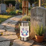 Lámpara solar de jardín personalizada con nombre y texto Silueta de perro con huella de pata Regalo de condolencia para dueño de perro Amante de mascotas