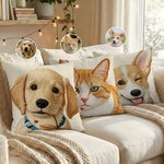 Personalised Pet Photo Imitation Embroidery Design Soft Cushion Cover with Name Home Sofa Decor Memorial Birthday Gift for Pet Owners