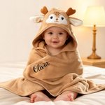 Manta suave personalizada con capucha de lindo alce bordada con nombre regalo de cumpleaños y baby shower para nuevas mamás y bebés