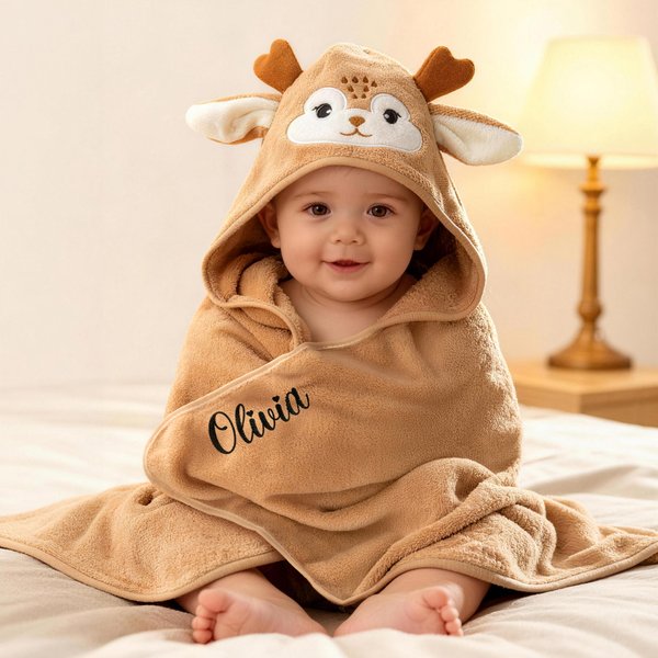 Manta suave personalizada con capucha de lindo alce bordada con nombre regalo de cumpleaños y baby shower para nuevas mamás y bebés