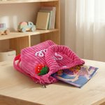 Sac à dos en velours côtelé personnalisé avec une fleur, une sucette et un nom de fraise Cadeau d'anniversaire pour les enfants, les filles et les garçons.