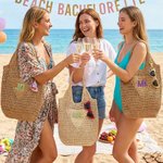 Monogramme Personnalisé Broderie Design Fourre-tout Creux Tissé Utilisation Quotidienne Fête des Mères Cadeau d'Anniversaire pour Maman Amie Femme