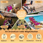 Personalisiertes Strandtuch im Doodle-Stil | mit Namen | schnelltrocknend und übergroß | Sommer Geburtstag Geschenk für Kinder Familie und Freund