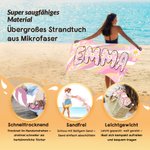 Personalisiertes Strandtuch im Regenbogen-Stil | mit Gänseblümchen und Namen | schnelltrocknend und übergroß | Geburtstag Geschenk für Frau Freundin