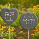 Personalised 1-6 Birth Flower Garden Stone with Name and Title Garden Decoration Mother's Day Birthday Gift for Mom Grandma