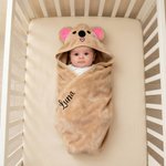 Manta suave personalizada con capucha de lindo alce bordada con nombre regalo de cumpleaños y baby shower para nuevas mamás y bebés