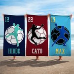 Gepersonaliseerd Handbalspeler Silhouet Sneldrogend Extra Groot Strandlaken met Naam en Nummer Zomercadeau voor Handballiefhebbers en Handbalspelers
