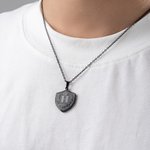 Personalized Laurel Wreath Crown Shield Pendant Necklace with Initial and Name Exquisite Jewellery Father's Day Birthday Gift for Dad Boyfriend Husband