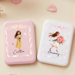 Personlig fødselsblomst tegneserie jente bærbar LED sminkespeil med navn bursdag morsdag jubileumsgave til henne