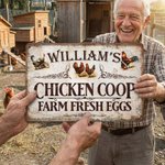 Henkilökohtainen Chicken Coop maatilan tuoreet munat Vintage metalli merkki nimi päivittäinen käyttö syntymäpäivälahja kananviljelijä omistaja