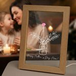 Personalised Watercolour Birth Flower Vase Acrylic LED Night Light with Names Text and Wooden Frame Mother's Day Birthday Gift for Mom Grandma