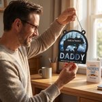 Personalize Bear Father and Kid Acrylic Suncatcher with Names and Text Window Hanging Home Decor Father's Day Gift for Father