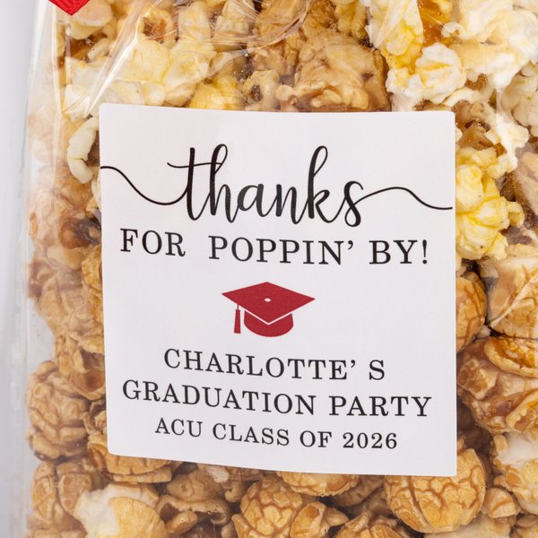 Personalized Graduation Theme Ribbon Transparent Popcorn Favor Bag with Name and Year Party Favors for Graduates