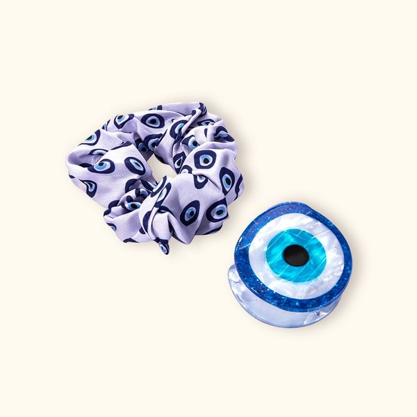 Personalizzato grande occhio maligno Nazar nome capelli artiglio clip con 1 pezzo capelli cravatte set antiscivolo capelli accessorio regalo per le donne