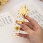 Personalized Dried Birth Flower Bookmark with Initial Charm Birthday Gift for Book Lovers Readers