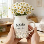 Personalisierte Keramikvase mit Aquarell-Geburtsblumen | mit Wunschnamen und Anrede | Wohndeko | Geburtstag Muttertag Geschenk für Mama Oma Familie