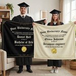 Personalised Graduation Certificate Design Throw Blanket with Name and School Name Graduation Gift for High School College Graduates