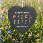 Personalised 1-6 Birth Flower Garden Stone with Name and Title Garden Decoration Mother's Day Birthday Gift for Mom Grandma