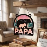 Personalize Bear Father and Kid Acrylic Suncatcher with Names and Text Window Hanging Home Decor Father's Day Gift for Father