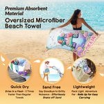 Personalised Yarn Ocean Animal Initial Quick Dry Oversized Microfiber Beach Towel with Name Travel Essentials Beach Party Gift for Friend Kid