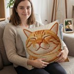 Personalised Pet Photo Imitation Embroidery Design Soft Cushion Cover with Name Home Sofa Decor Memorial Birthday Gift for Pet Owners