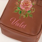 Personalized Birth Flower Portable PU Leather Makeup Bag with Name and Handle Mother's Day Birthday Gift for Women