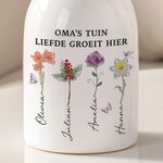 Gepersonaliseerde Keramische Vaas in Imitatiekristallook met Geboortebloem Naam en Tekst Moederdag- en Verjaardagscadeau voor Vrouwen