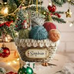 Personalized 2D Knitting Basket Christmas Tree Acrylic Ornament with Name Tree Decoration Christmas Gift for Knitting Lovers