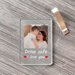 Personalized Square Photo Car Visor Clip with Text Car Accessory Valentine's Day Anniversary Gift for Couples