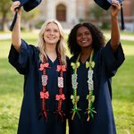 Personalized Polka Dot Bow Rhinestone Two-Colored Braided Graduation Ribbon Lei with Texts Graduation Party Gift for Graduates