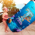 Personalised Cartoon Diving Character Initial Quick Dry Soft Oversized Beach Towel with Name Summer Vacation Beach Pool Party Birthday Gift for Kids