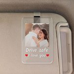 Personalized Square Photo Car Visor Clip with Text Car Accessory Valentine's Day Anniversary Gift for Couples